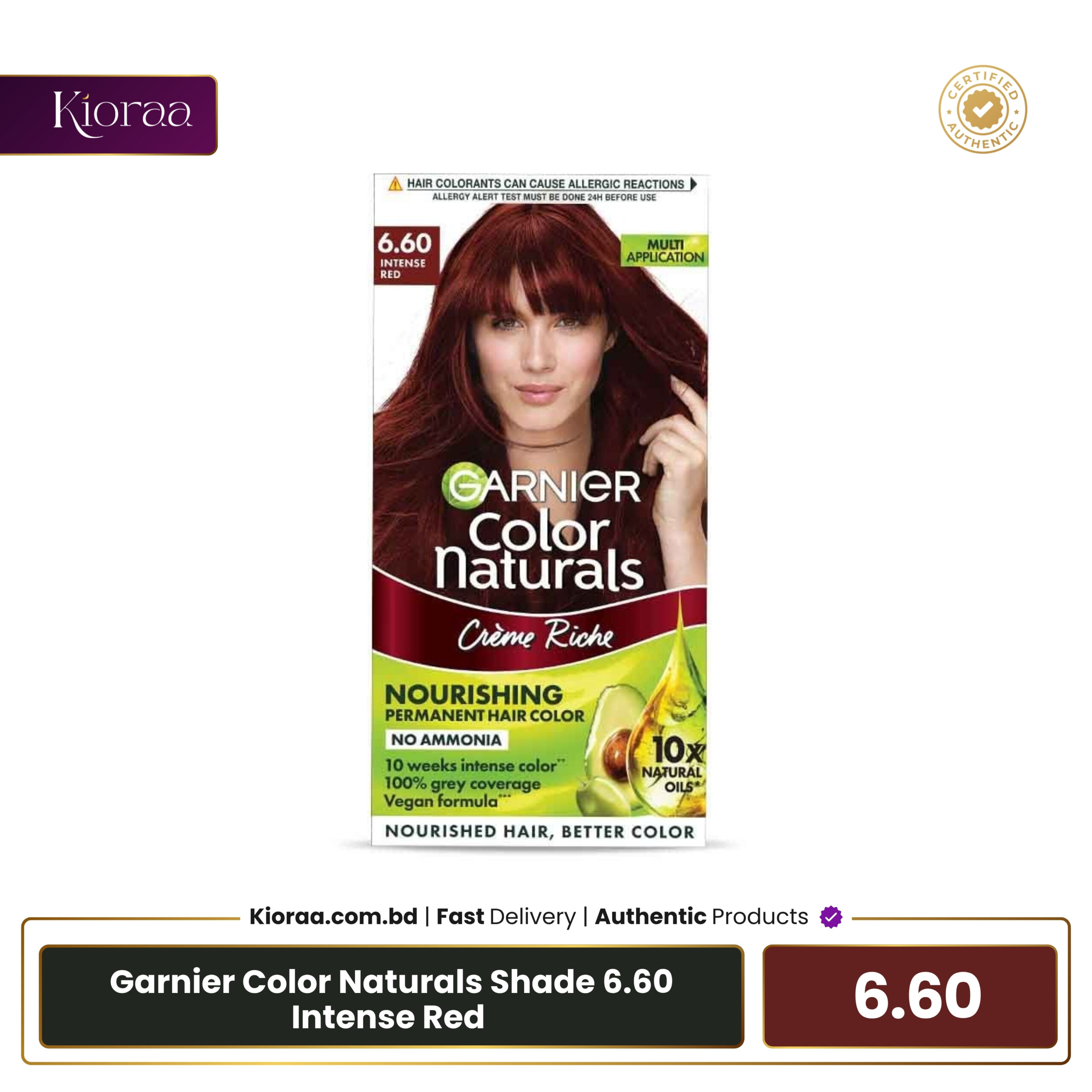 Garnier Color Naturals Shade 6.60 Intense Red – 70ml + 60g Garnier Color Naturals Shade 6.60 Intense Red – 70ml + 60g