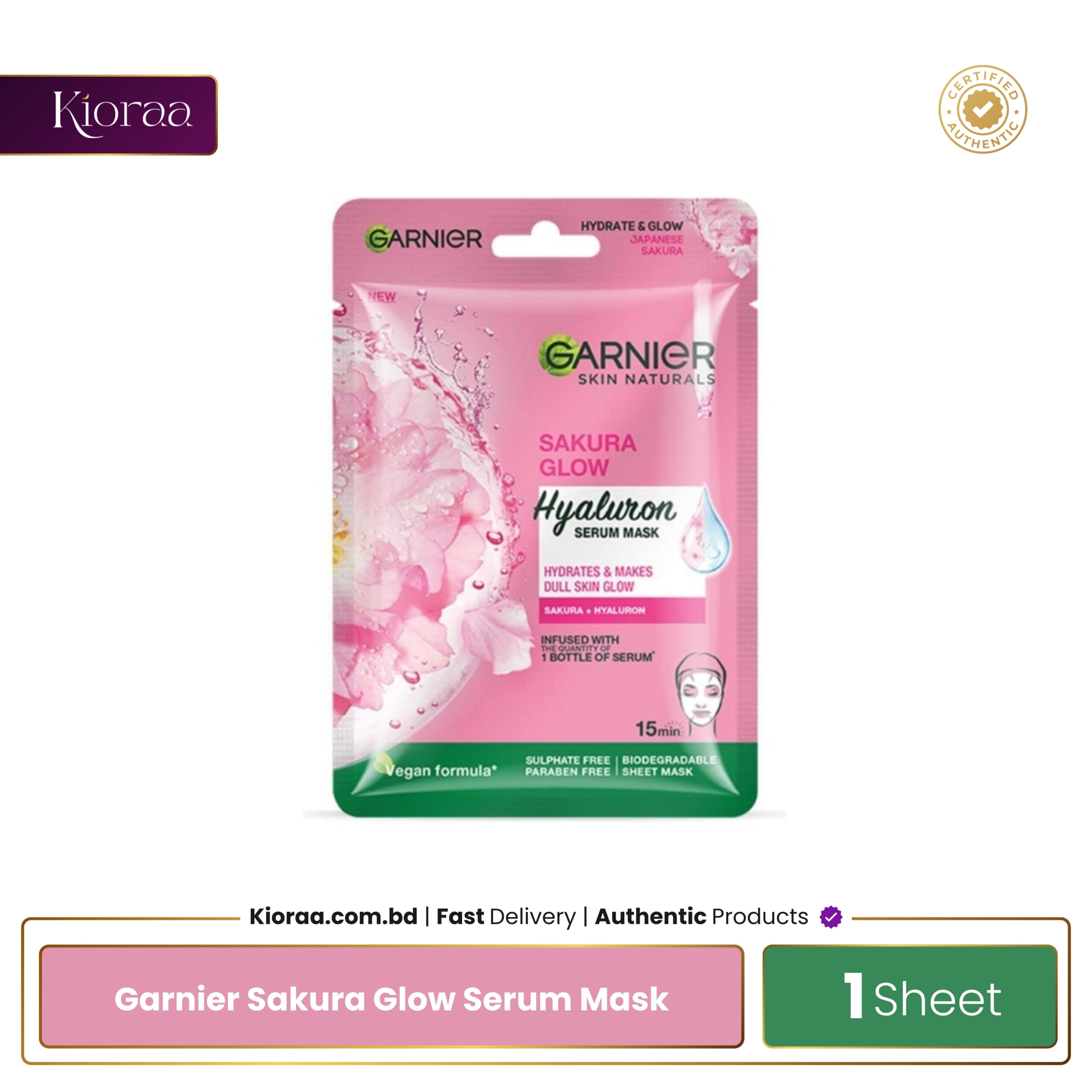 Garnier Sakura Glow Serum Mask – 1 Sheet Garnier Sakura Glow Serum Mask – 1 Sheet