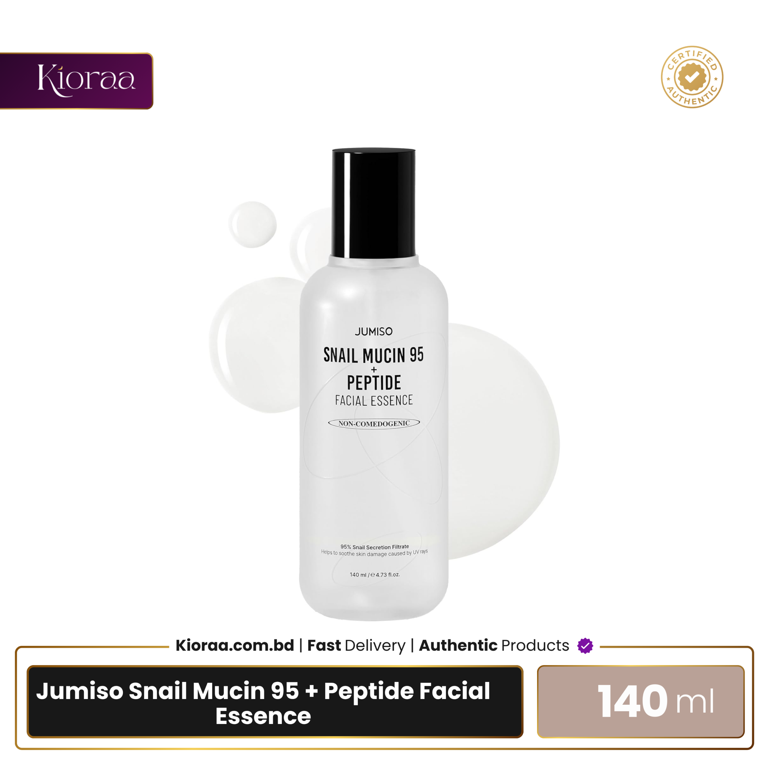 Jumiso Snail Mucin 95 + Peptide Facial Essence - 140ml Jumiso Snail Mucin 95 + Peptide Facial Essence - 140ml - Image 1