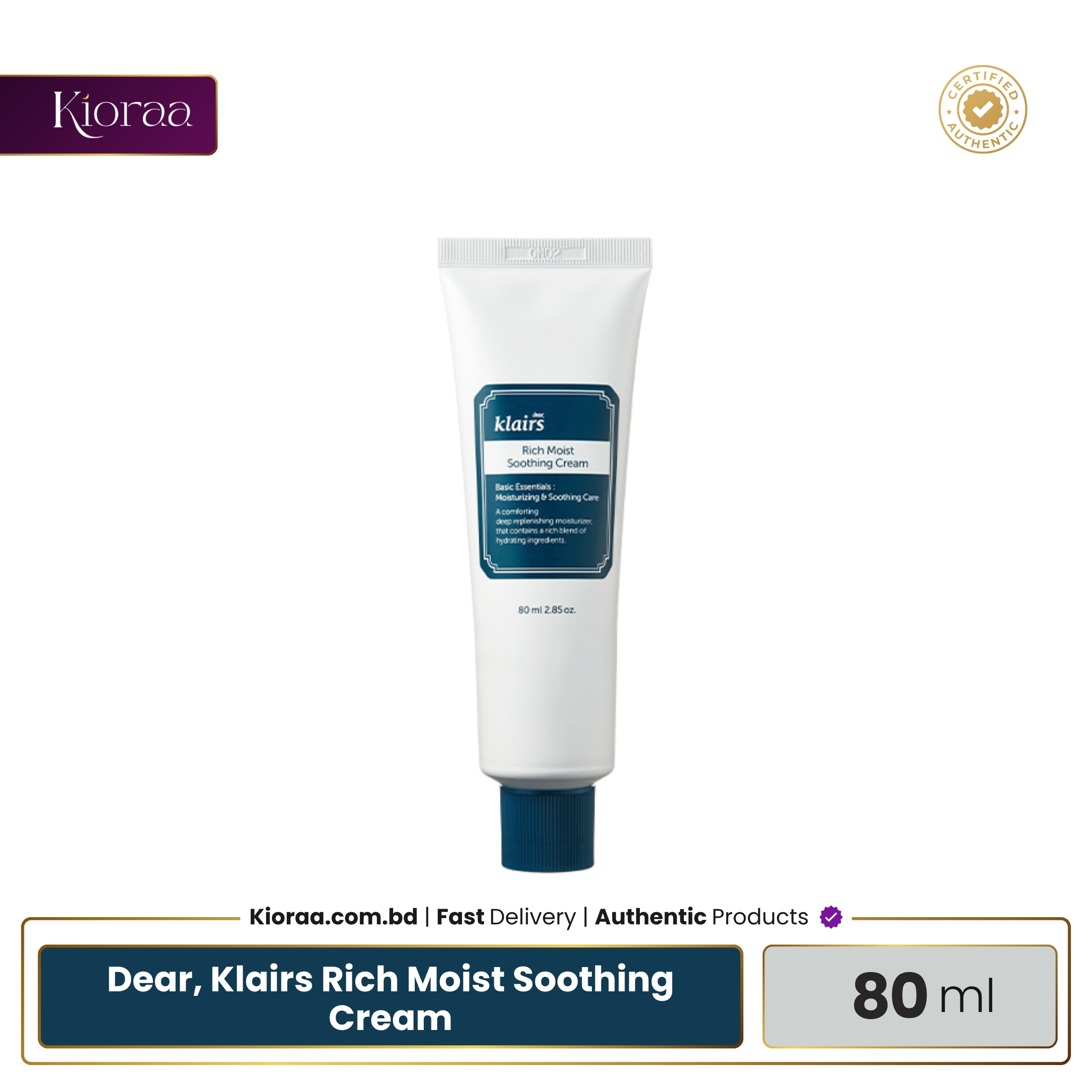 Dear, Klairs Rich Moist Soothing Cream – 80ml Dear, Klairs Rich Moist Soothing Cream - 80ml - Image 1