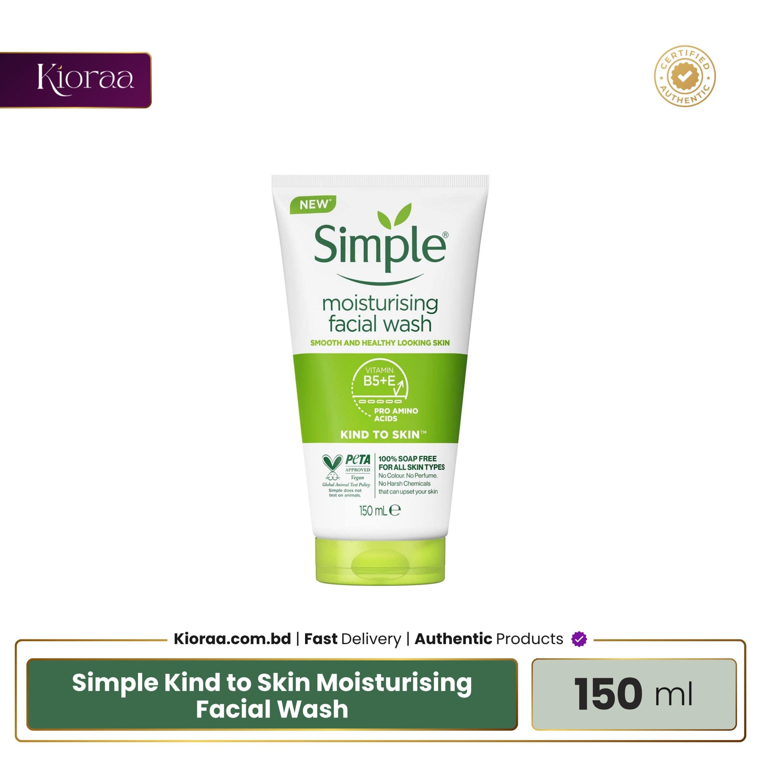 Simple Kind to Skin Moisturising Facial Wash – 150ml Simple Kind to Skin Moisturising Facial Wash - 150ml - Image 1