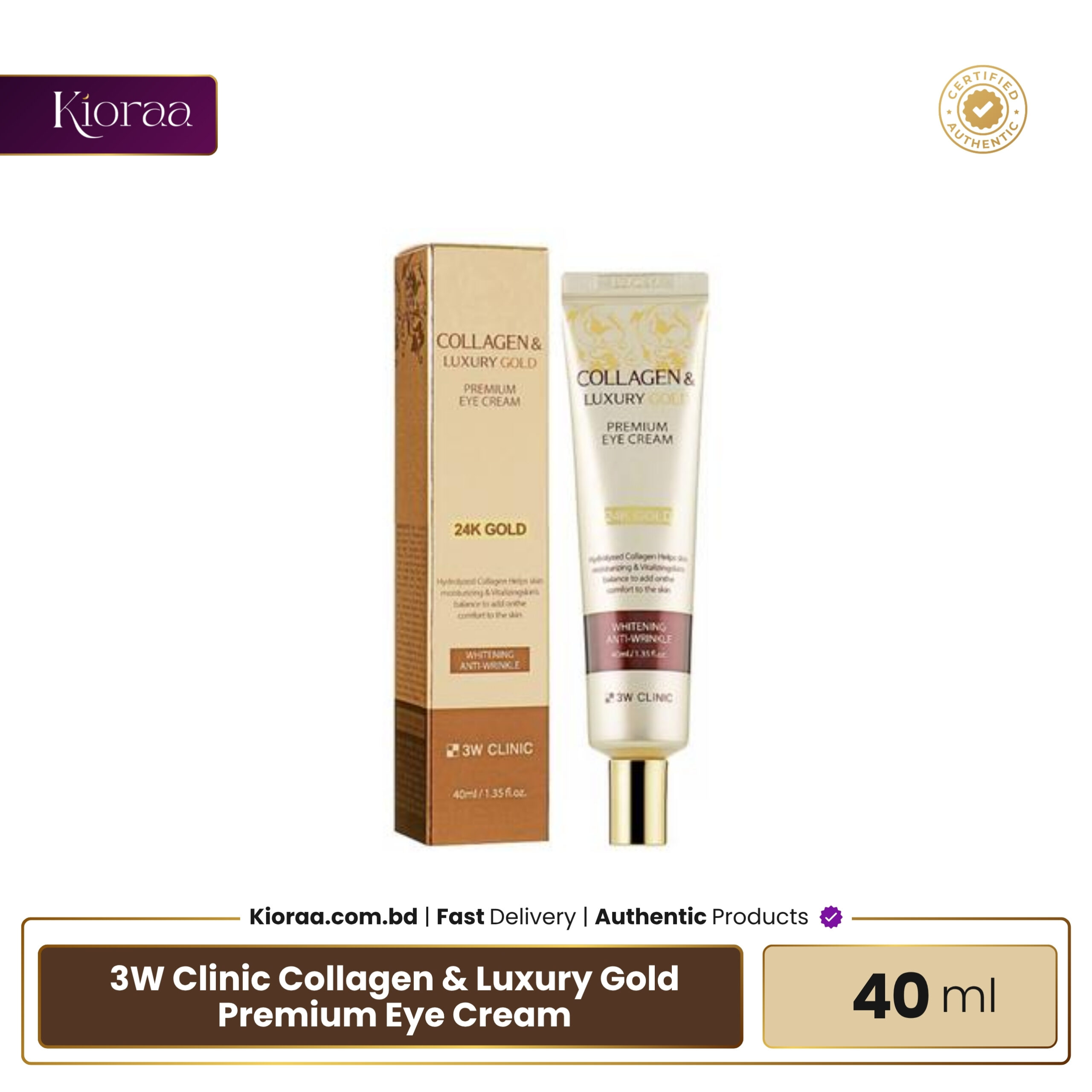 3W Clinic Collagen & Luxury Gold Premium Eye Cream - 40ml - Image 1
